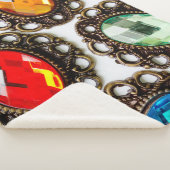 白い数々の背景に色のヴィンテージのブローチ シェルパブランケット (3/4)