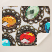 白い数々の背景に色のヴィンテージのブローチ シェルパブランケット (正面(横))