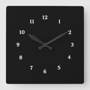 白い数を用いるシンプルで黒い時計滑らかにすれば スクエア壁時計