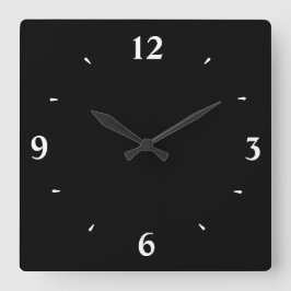 白い数字の黒は時計を>Kitchen スクエア壁時計