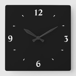 白い数字の黒は時計を>Kitchen スクエア壁時計
