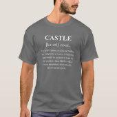 白い文字でおもしろお城のゲーマー定義 Tシャツ (正面)
