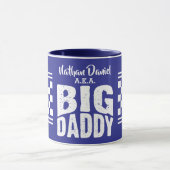 白い文字でお名前入りネイビーブルーのBig Daddy マグカップ (中央)