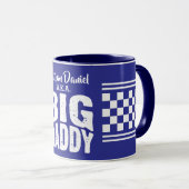 白い文字でお名前入りネイビーブルーのBig Daddy マグカップ (正面右)
