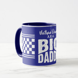 白い文字でお名前入りネイビーブルーのBig Daddy マグカップ