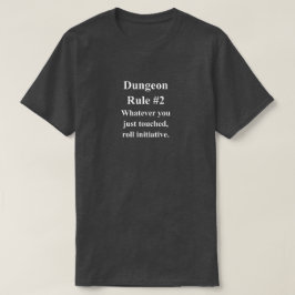 白い文字でダンジョンRPGのルールが面白いフレーズ Tシャツ
