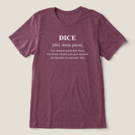 白い文字で定義されたダイス ファニー ゲームRPG トライブレンドTシャツ