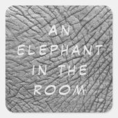 白い文字で部屋の皮膚の写真に象 スクエアシール (正面)