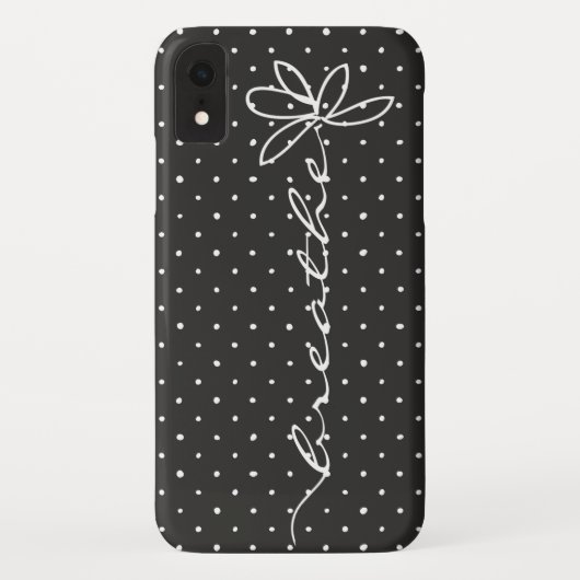 白い文字で黒にデイジーを吸う水玉模様 Case-Mate iPhoneケース (裏面)