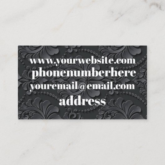 白い文字と黒い名刺 名刺 (裏面)