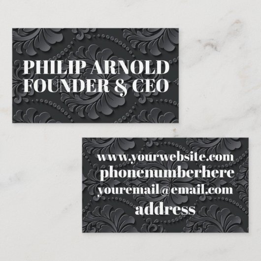 白い文字と黒い名刺 名刺 (正面/裏面)