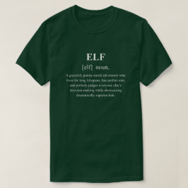 白い文字のエルフの面白いキャラクター定義 Tシャツ