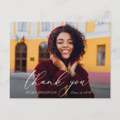 白い文字のモダンな感謝卒業式 ポストカード (正面)