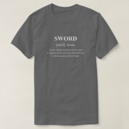 白い文字の剣の面白い武器の定義 Tシャツ