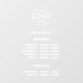 白い文字の毎日営業店舗時間 あなたのロゴ ウィンドウサイン (シート)