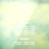 白い文字の毎日営業店舗時間　貴社のロゴ ウィンドウサイン (シート3)