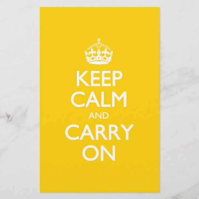 白い文字の鮮やかな黄色：Keep Calm and Carry On (正面)