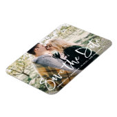 白い文字オーバーレイの写真 保存日付 マグネット (左側)