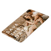 白い文字カジュアル写真の結婚式の日付を保存 マグネット (左側)