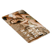 白い文字カジュアル写真の結婚式の日付を保存 マグネット (右側)