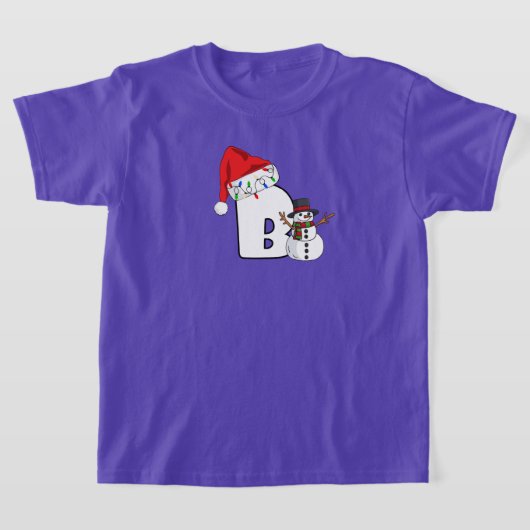 白い文字Bのクリスマスギフト Tシャツ (レイダウン)