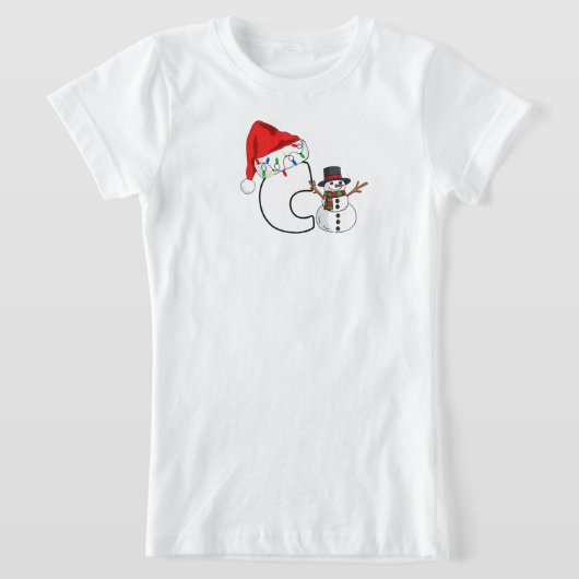 白い文字cのクリスマスギフト tシャツ (レイダウン)