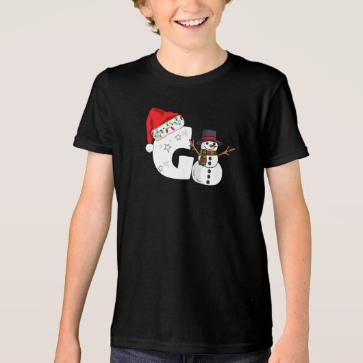 白い文字gのクリスマスギフト トライブレンドTシャツ (正面)