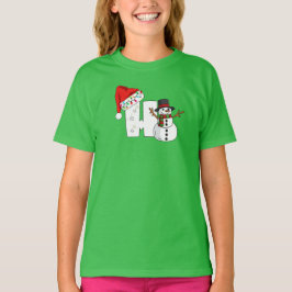 白い文字hのクリスマスギフト tシャツ