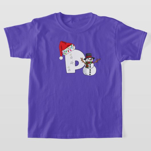 白い文字pのクリスマスギフト tシャツ (レイダウン)