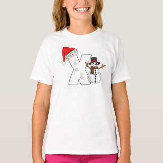 白い文字xのクリスマスギフト tシャツ