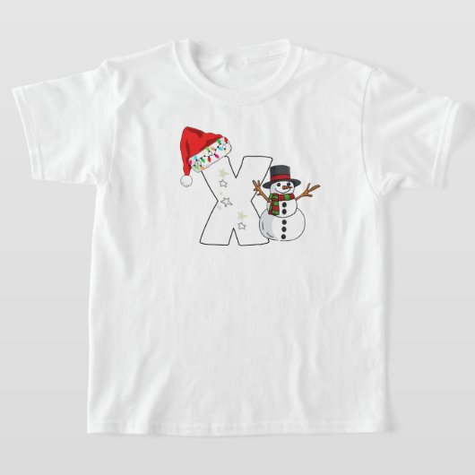 白い文字xのクリスマスギフト tシャツ (レイダウン)