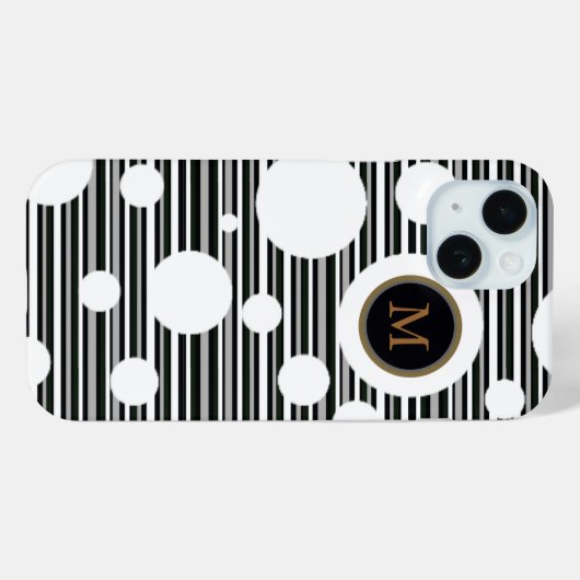 白い斑点とストライプのデザイン Case-Mate iPhoneケース (裏面 (横))