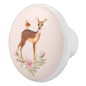 白い斑点のある美しい茶色のシカ セラミックノブ (右)