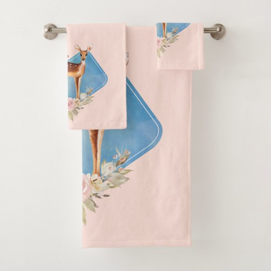 白い斑点のある美しい茶色のシカ バスタオルセット (インサイチュ)