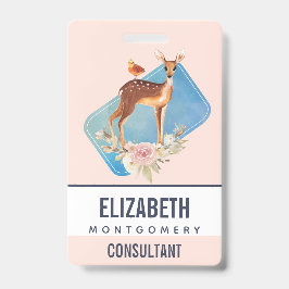 白い斑点のある美しい茶色のシカ バッジ