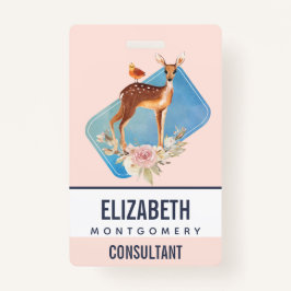 白い斑点のある美しい茶色のシカ バッジ