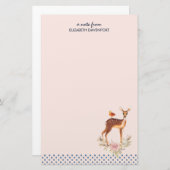 白い斑点のある美しい茶色のシカ 便箋 (正面/裏面)