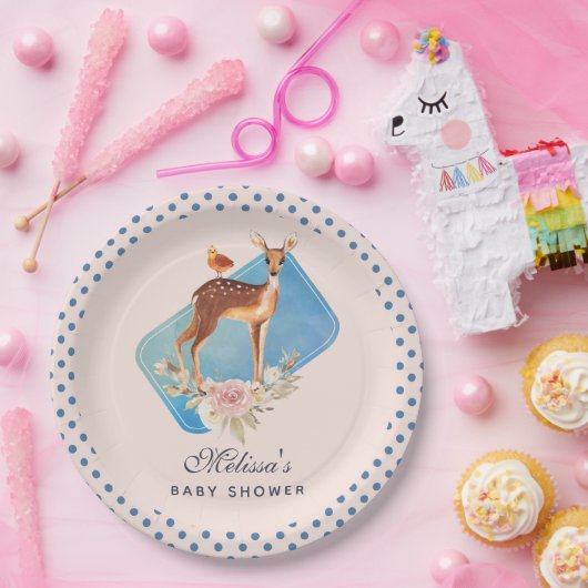 白い斑点のある美しい茶色の雌子赤ちゃんシャワー ペーパープレート (パーティー)