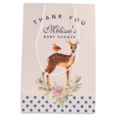 白い斑点のある美しい茶色の雌子赤ちゃんシャワー ミディアムペーパーバッグ (裏面)