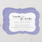 白い旋回パターン、ライトパープル婚約パーティ 招待状 (正面/裏面)