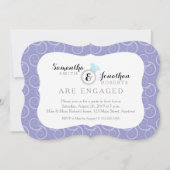 白い旋回パターン、ライトパープル婚約パーティ 招待状 (正面)