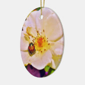 白い日本のバラの甲虫 セラミックオーナメント (左)