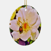 白い日本のバラの甲虫 セラミックオーナメント (右)