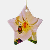 白い日本のバラの甲虫 セラミックオーナメント (右)