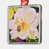 白い日本のバラの甲虫 メタルオーナメント (左)