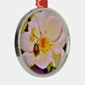 白い日本のバラの甲虫 メタルオーナメント (右)