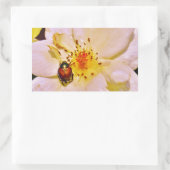 白い日本のバラの甲虫 長方形シール (バッグ)