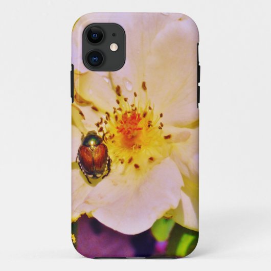 白い日本のバラの甲虫 Case-Mate iPhoneケース (裏面)