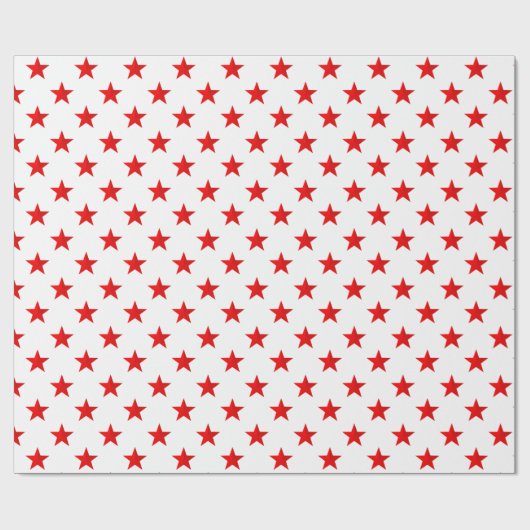 白い明るい赤い星 ラッピングペーパー (フラット)