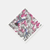 白い明るい赤紫色とハチドリ スタンダードカクテルナプキン (角)